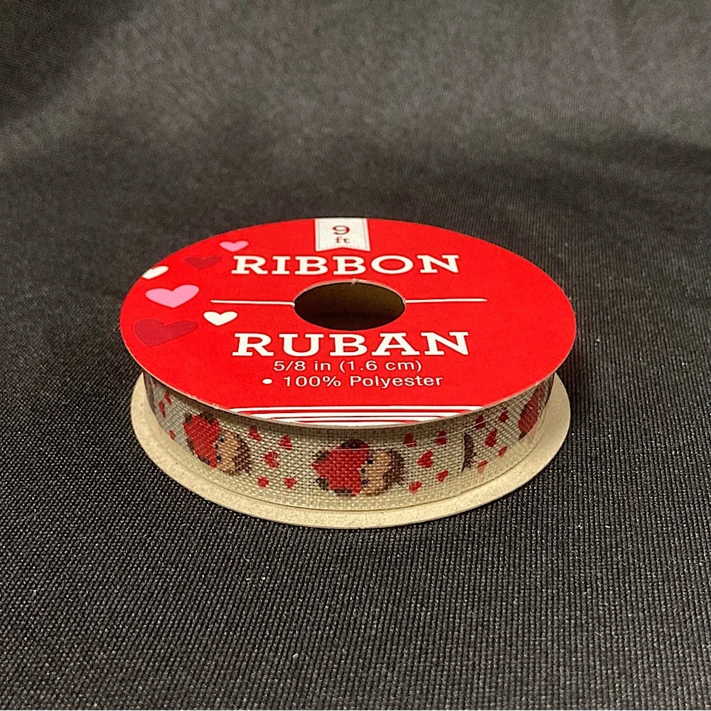 ⭐️ Valentine’s Day Sloth And Heart Burlap Craft Ribbon 5/8” x 108”
